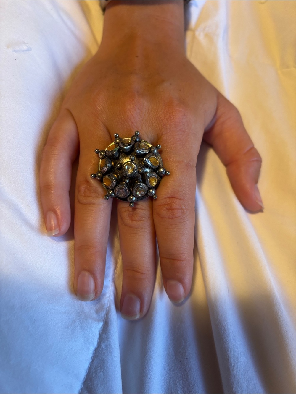 Mixed Metal Dome Statement Ring in Silver and Gold Tones